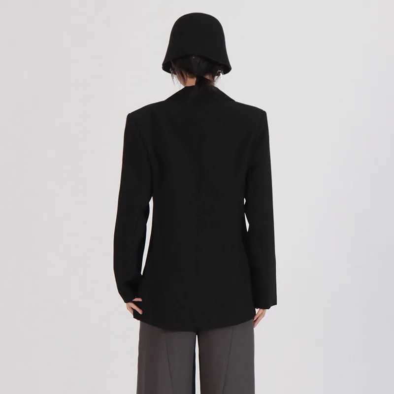 Elegant High-End Versatile Commuter Office Lady Suits Heavy Industry Diamond Beaded Flower Single-Breasted Black Blazers Women