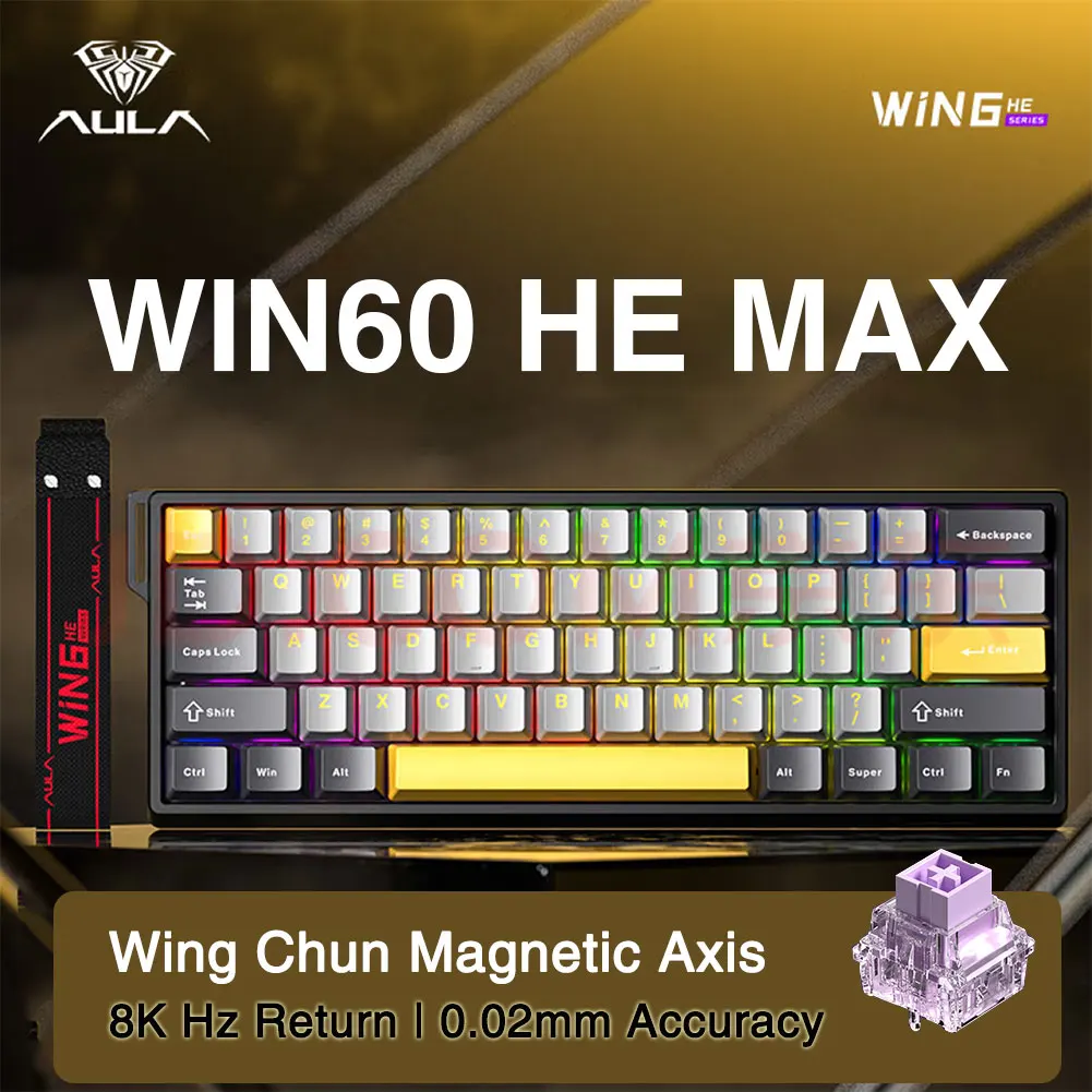 AULA WIN60 WIN68 HE Esports Magnetschalter-Tastatur Rapid Trigger 8K Return RGB Hotswap 60 % 68 % benutzerdefinierte Spieletastatur 5