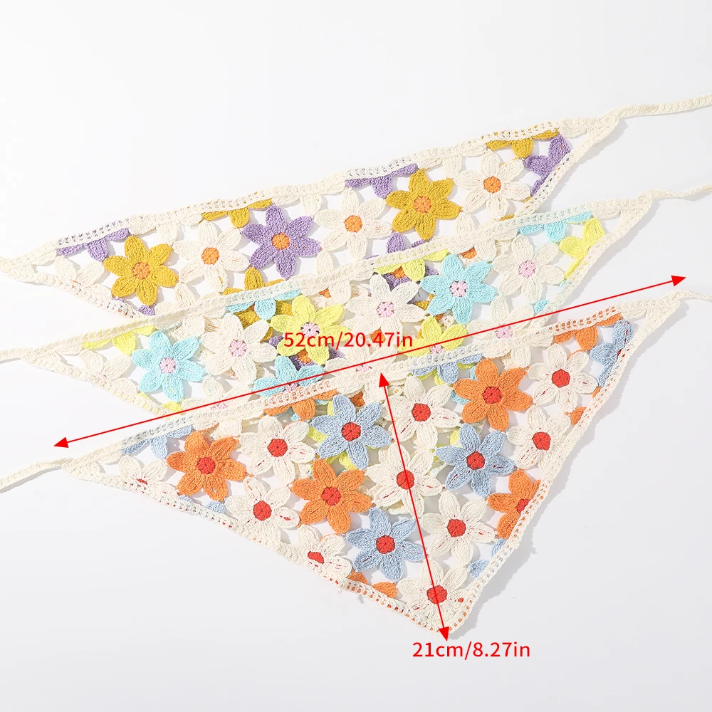 Molans Knitted Triangle Scarf Headbands Women Hollow Flower Korean Hair Band Turban Bandana Headwarp Fashion Hair Accessories