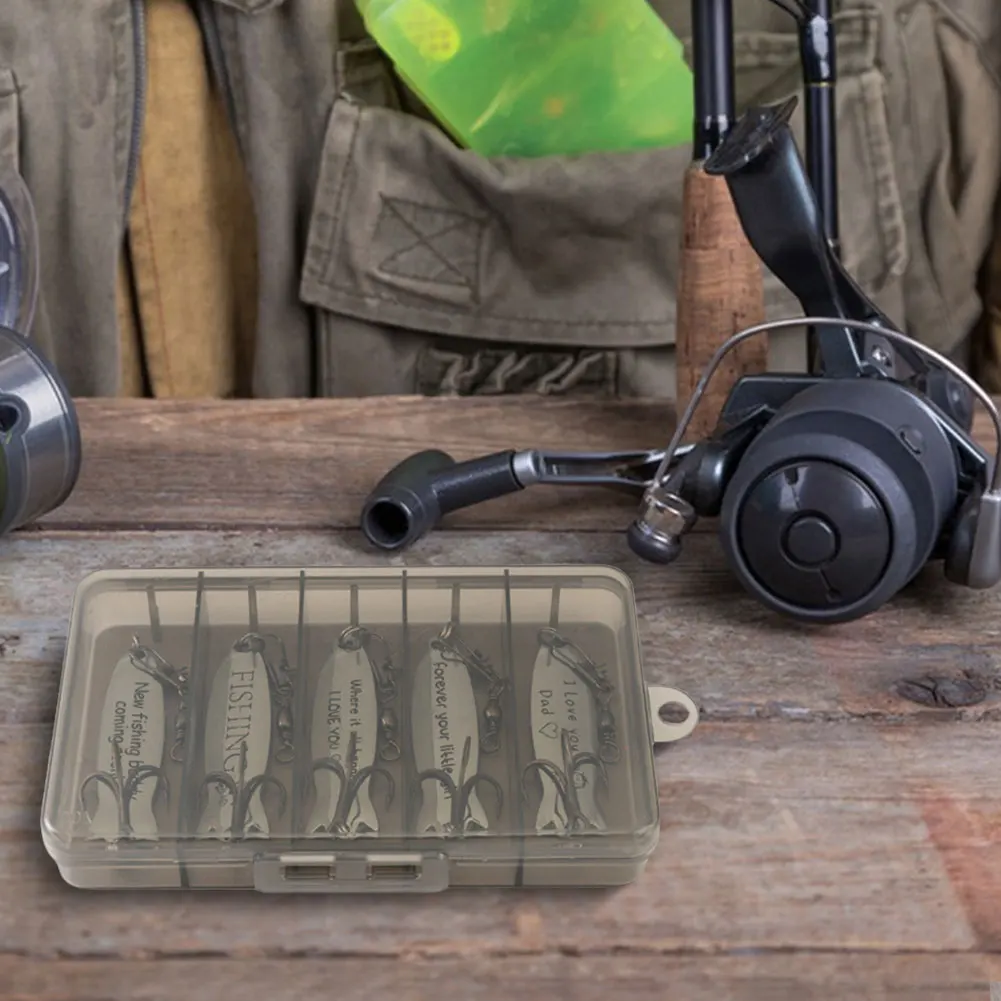 

5 шт. металлических вращающихся блесен-ложек для рыбалки с коробкой для снастей, рыболовные воблеры, подарки для папы