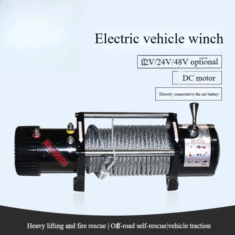 

Electric Wire Rope Winch For Off Road Vehicle Self Recovery Tractor Trailer Truck With Wireless Remote Controller