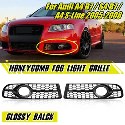 Car Front Bumper Fog Light Racing Grille For Audi A4 B7 S4 B7 A4 S-Line 2005-2008 1 Pair Honeycomb Mesh Fog Lamp Grill Covers