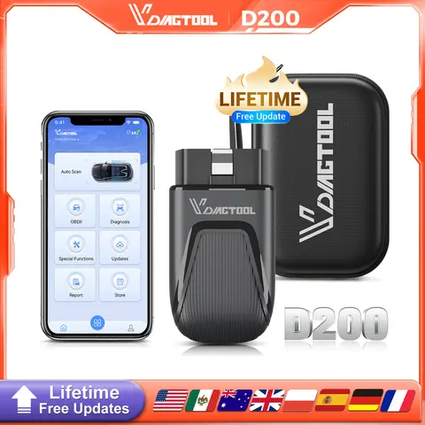 VDIAGTOOL D200 J2534 Programmer Lifetime Free Updates Wireless OBD2 Scanner Car Diagnostic EPB DPF BMS with 15+ Resets CANFD FCA