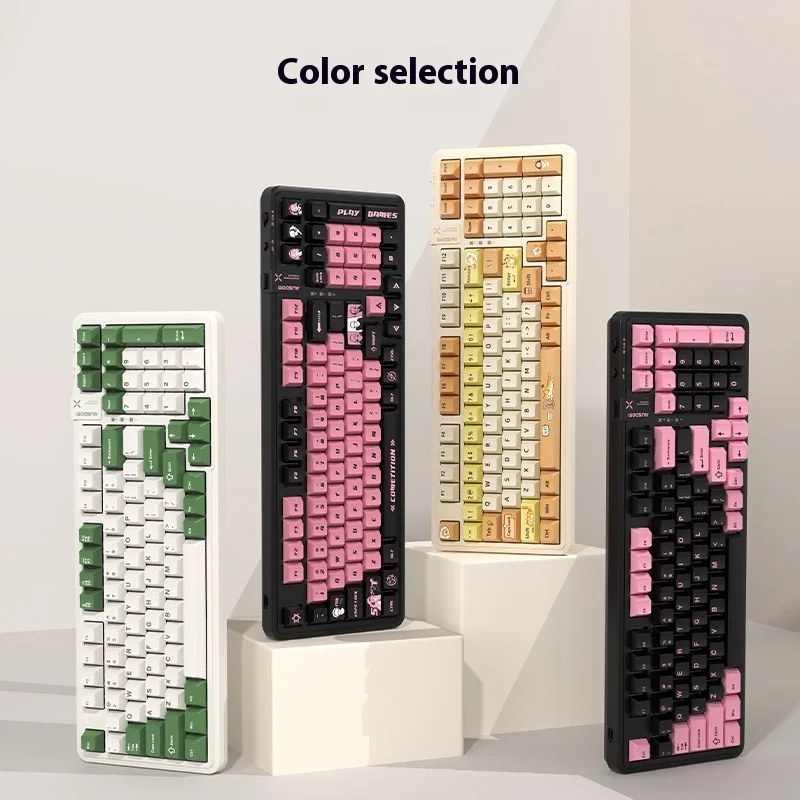 

Cat Theme 98-Key Wireless Customized Mechanical Keyboard Hot-Swappable Three-Mode Bluetooth Office Mahjong Silent Notebook Girl