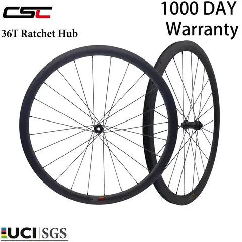 CSC Bicycle Carbon Wheels 36T Ratchet Hub 33/38/40/45/50/58/60mm Center Lock wheelset UD matte for 700C Gravel Bike