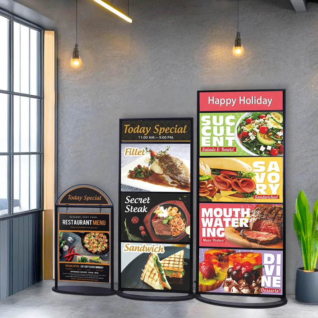 Double-sided billboard outdoor windproof vertical movable display board poster catering door multi-layer landing