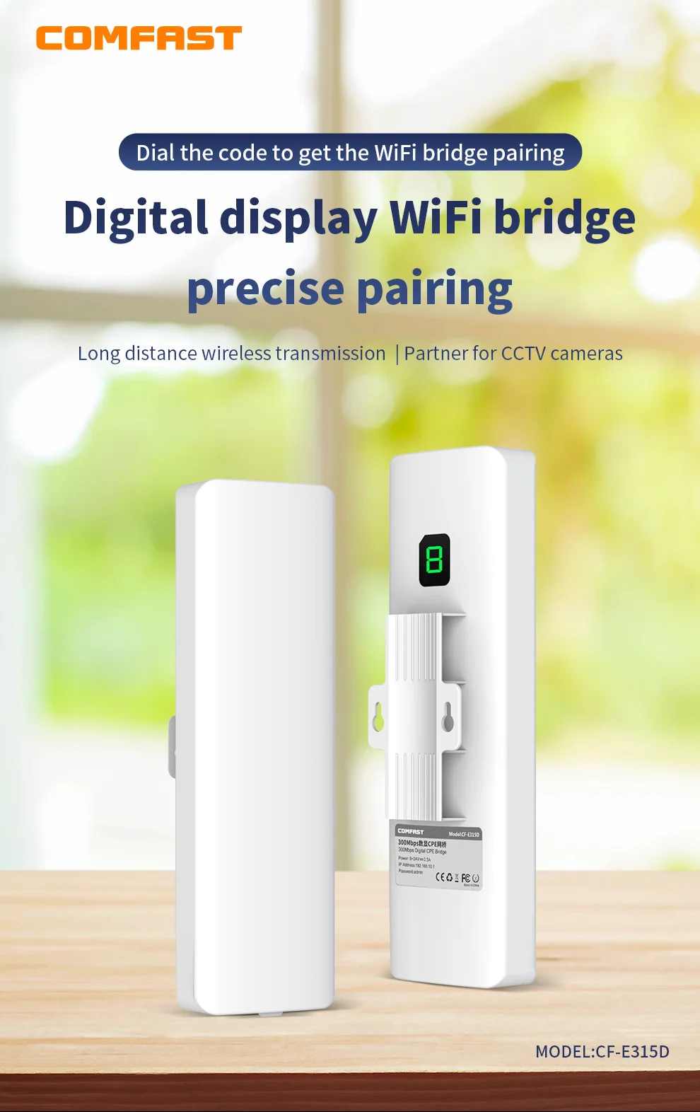 Comfast CF-E315D 1km ponto a ponto digital de longo alcance ao ar livre cpe sem fio ap ponte 300mbps wifi cpe antena wi-fi nanostação