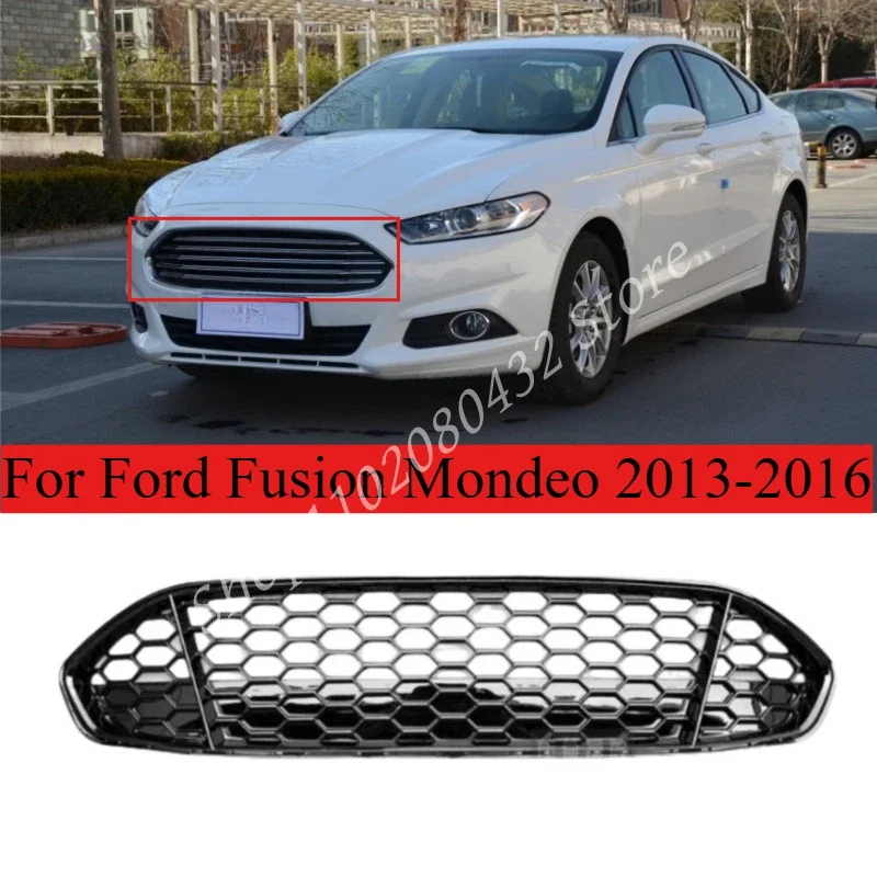 Car Front Upper Honeycomb Grilles Vent Grille For Ford Fusion Mondeo 2013-2016 Front Hood Bumper Grille Racing Grill