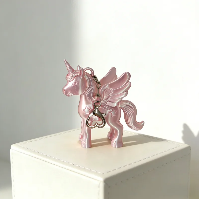Koreanische Mode Rosa Einhorn Pegasus Schlüsselanhänger 3D-Gedruckt Niedlicher Taschenanhänger Herz-Verschluss Rucksack-Anhänger Damen Schlüsselring Geschenk für Mädchen – Detail 7