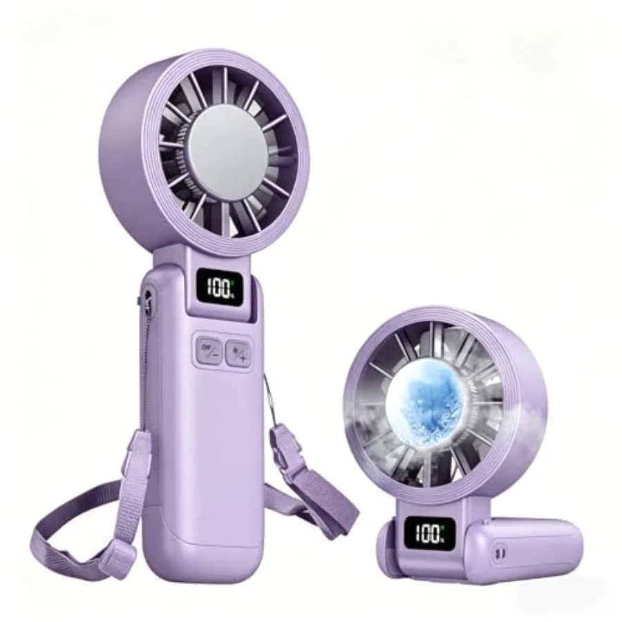 

Handheld Portable Turbo Ice Cooling Fan, Speed 1-100 Rechargeable Personal Fan[3600MAH] Foldable 3 in 1 Small Pocket Mini Fan,