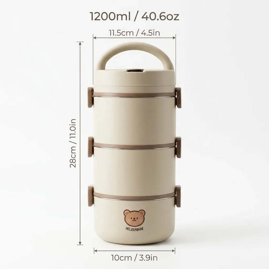Magnetronbestendige 304 roestvrijstalen bentobox, 2/3-laags, stapelbaar, thermische lunchbox, lekvrije voedselcontainer voor kinderen en volwassenen