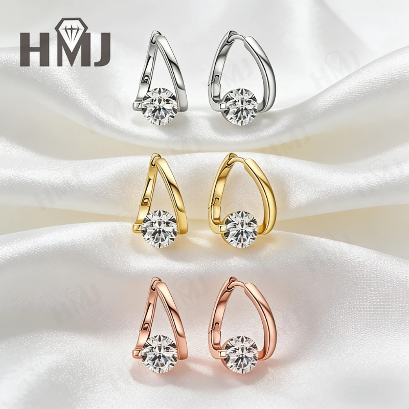 

925 Sterling Silver Moissanite Earrings 1-2ct D Color Round Brilliant Cut Fine Jewelry Mother's Day Gift for Women Anniversary