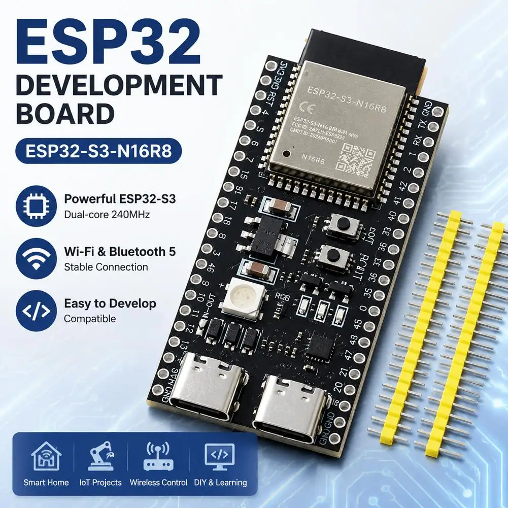 ESP32 S3 Development Board WiFi Bluetooth Module ESP32 S3 N16R8 N8R2 Type C Dual Port Microcontroller IoT MCU Core