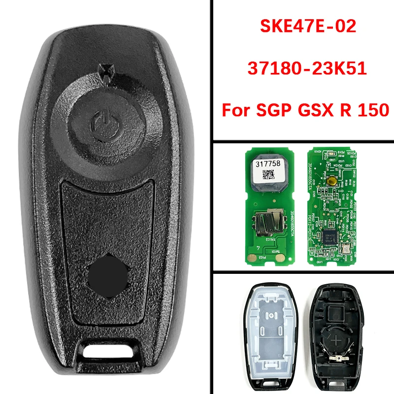 

MK0034 Motorcycle Remote Fob 49 Chip 433Mhz SKE47E-02 Smart Control Proximity Key 37180-23K51 X1T99174AT For SGP GSX R 150