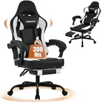 Reclining Ergonomic Gaming Chair with Footrest and Lumbar Support, Adjustable Armrests for Office or Gaming Use