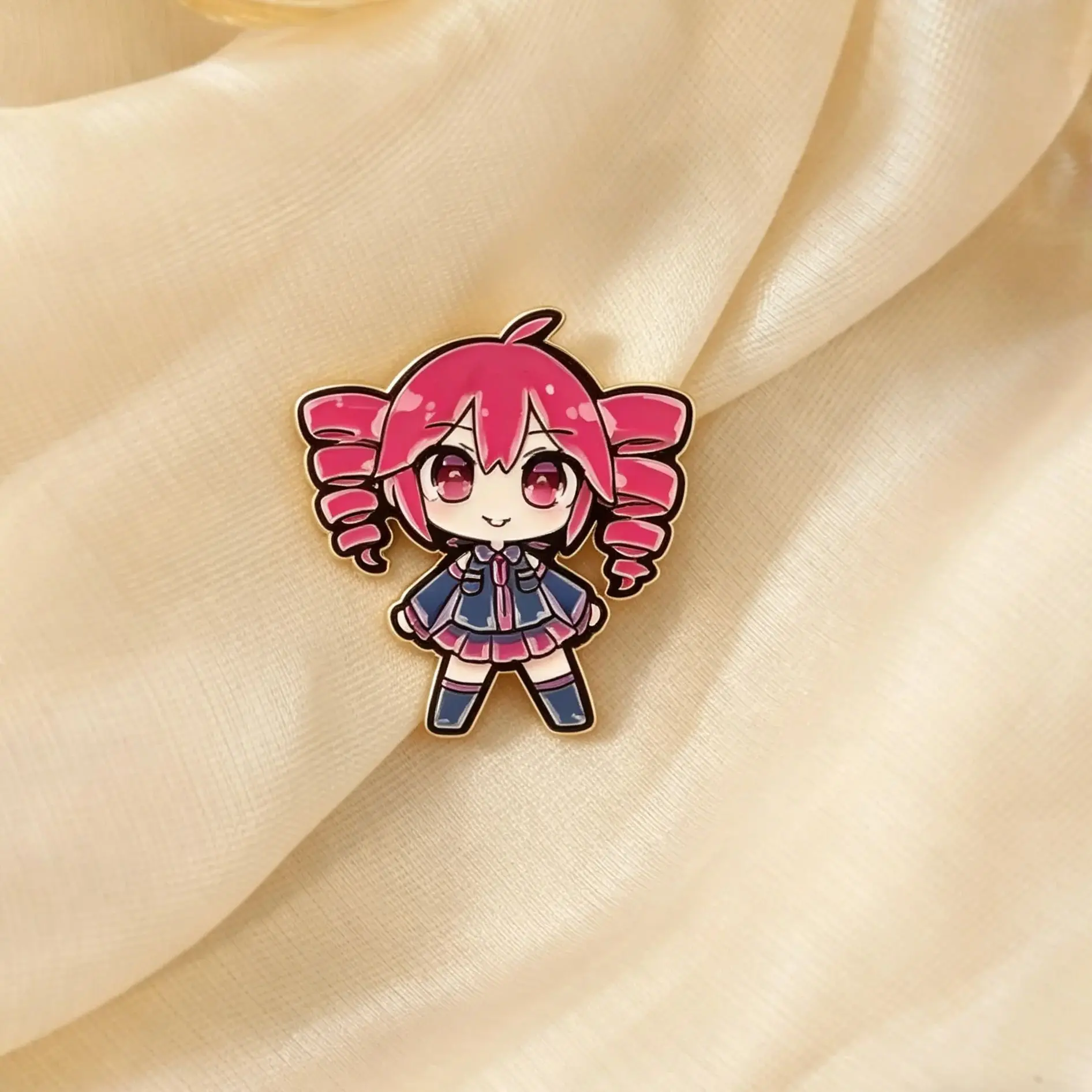 Delicate Sakura Pin Cosplay Enamel Pin Lapel Backpacks Badges Demon Group Brooch for Clothes Gifts for Friend