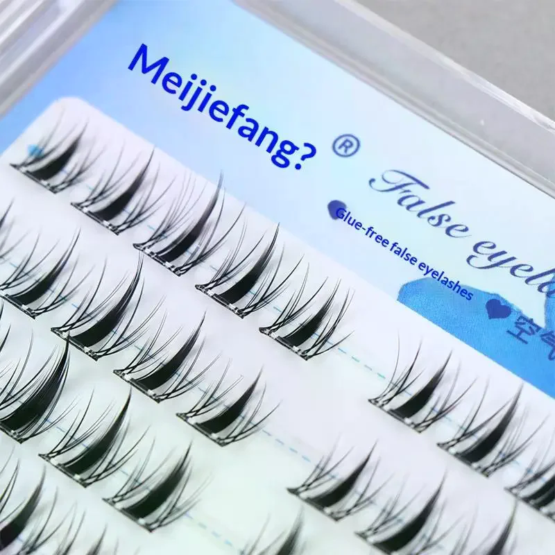 DIY Self-Adhesive Cluster Lashes 10 Rows/Box, Glue-Free Manga Style Sectioned Eyelashes Natural Look