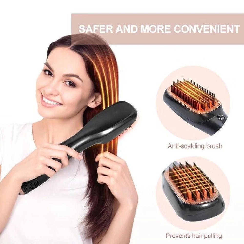 1PCS   3 in 1 Hair Dryer Brush Straightener 1200W Negative Ionic Hot Air Brush One Step Blow Dryer and Styler