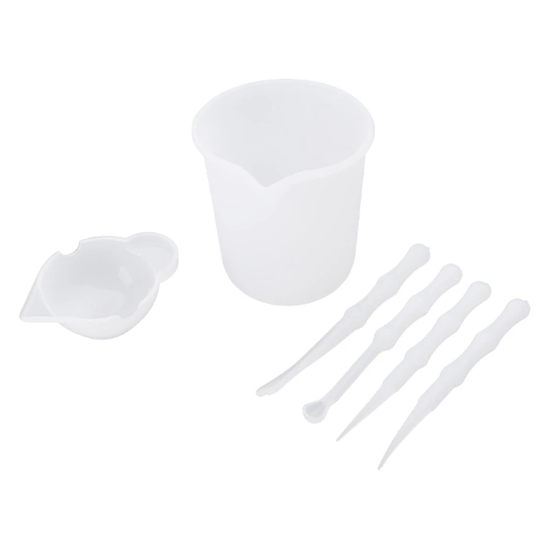 Resina de silicone reutilizável, lavável, copos de medição divididos, kit de ferramentas, bastões de resina epóxi uv, ferramentas para joias, 4 unidades