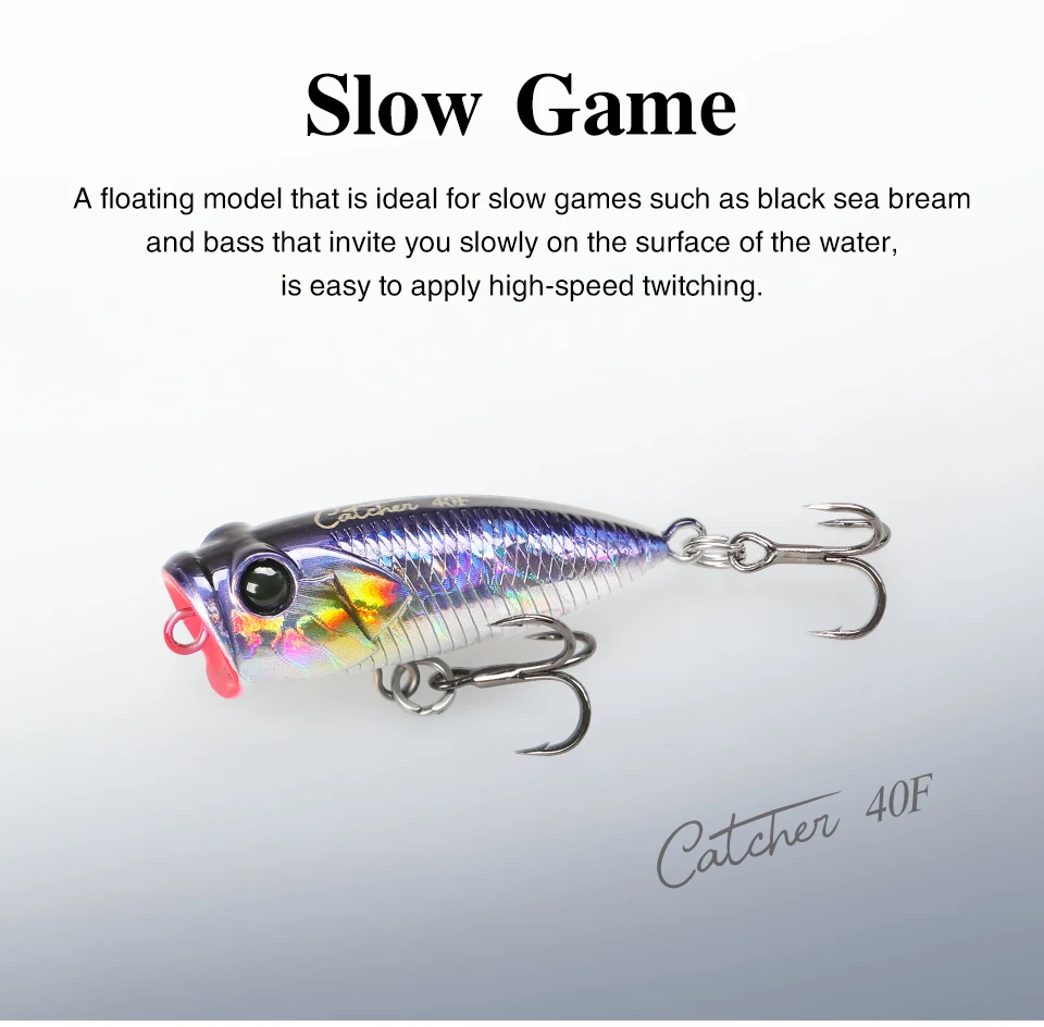 TSURINOYA 4 cm 3,3 g Angelköder Topwater Popper CATCHER 40F Hundespaziergang Action Harter Köder Leichtes Spiel Bass Rockfish Großes Mausmodell – Detail 9