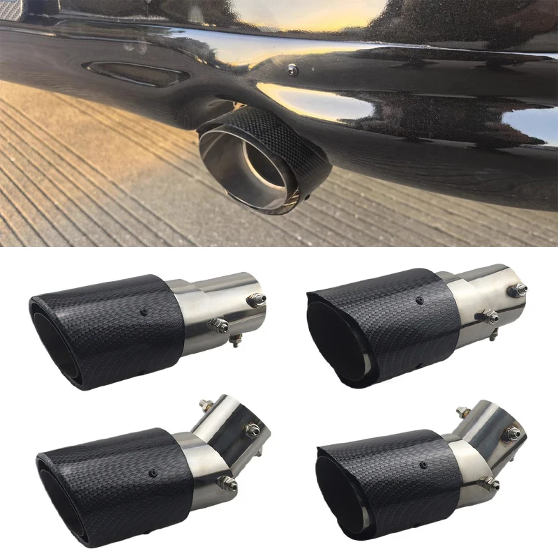 Tubo de escape de fibra de carbono para coche, silenciador de tubo de escape ajustable, tubo de escape de acero inoxidable, se puede doblar o recto