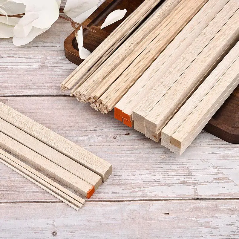 2-15mm Balsa Wood Craft Square Cudgel Model Toys Building Carving Handicraft Educational DIY Accessories Balsa Sticks