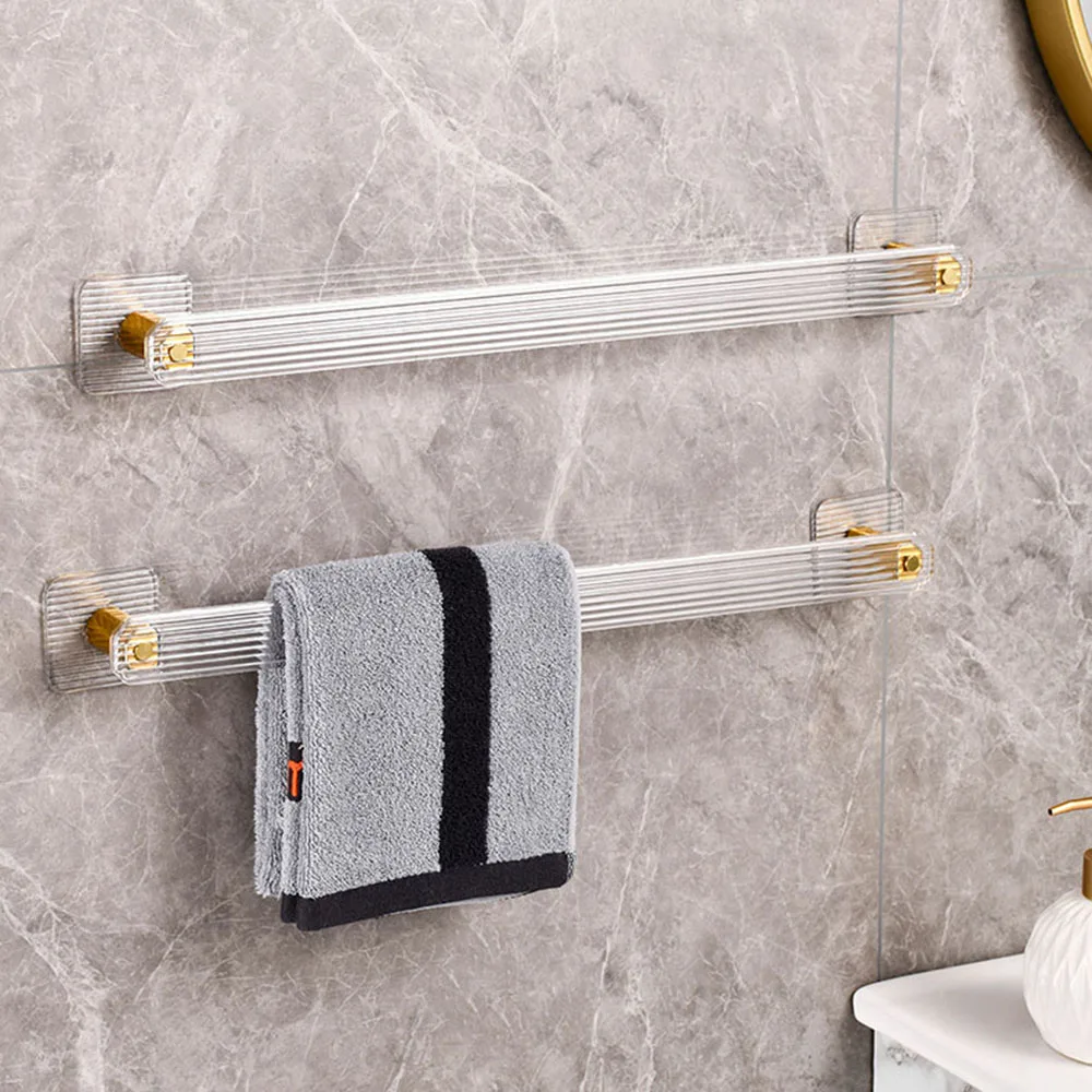 Bathroom Towel Holder Without Drilling Bathroom Wall Mounted Towel Rack Towel Bar Self-Adhesive Bathroom Towel Storage Rack