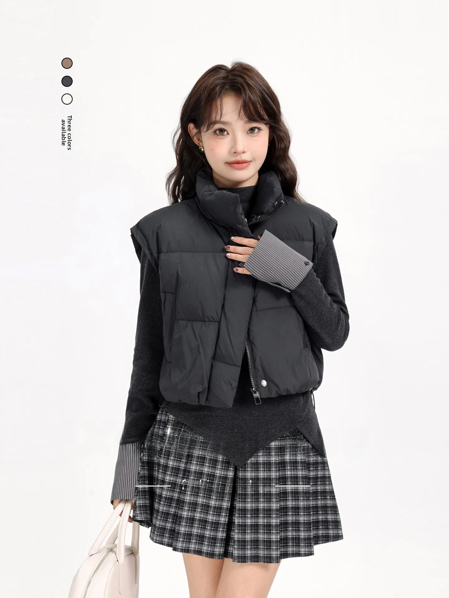 

Korean Sle Lightweight Versatile Women's down Jaet Quilted Warm Vest Stand Collar Puffer Coat Spring Autumn Winter