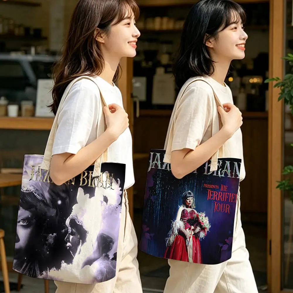 Singer J-Jazmin B-Bean Album Design Tote Bag Vibrant Printed Reusable Grocery Bags Spacious Shoulder Handbag for Work