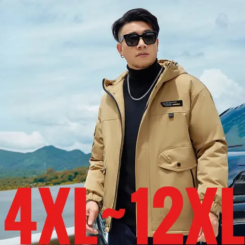 Large Size 12XL Parka Men Hooded Winter Jacket Male Waterproof Windbreaker Thick Padded Warm Extra Big Plus 6xl 7xl 8xl 9xl 10xl