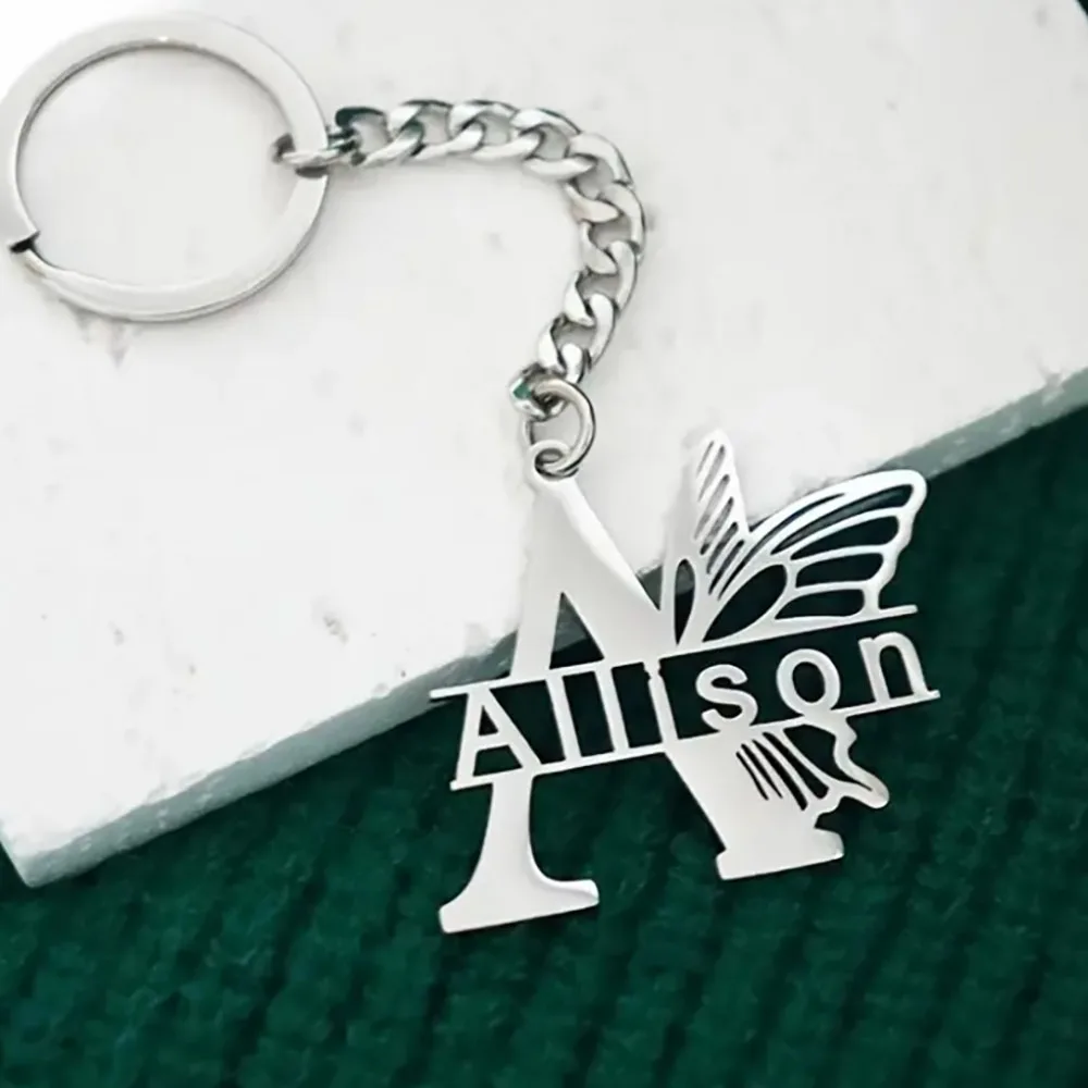 Customized Butterfly Letter Keychain, Suitable for Holiday Gifts and Family use, Unisex.