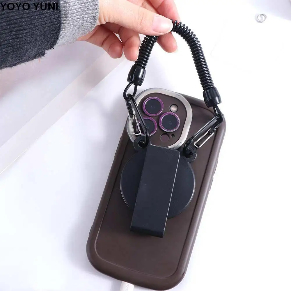

Free Hands Magnetic Phone Holder Spring Rope Metal Hook Phone Belt Clip Holder Quick Release Waist Clip Phone Backpack Clip