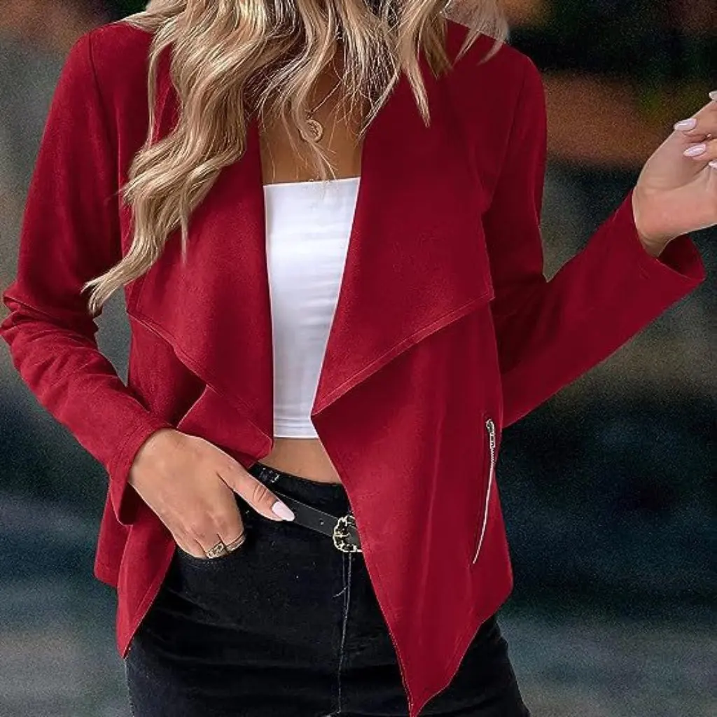 

Women's Autumn Motorcycle Jacket Casual Fashion Suede Short Coat European American Style INS Trendy Outerwear