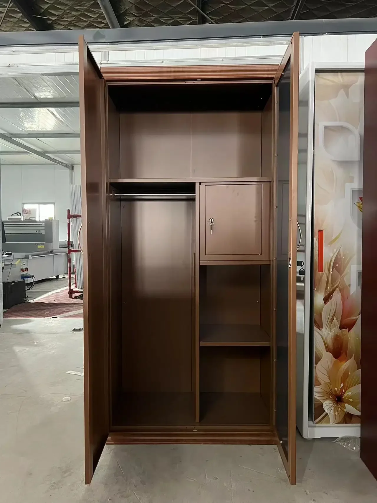 

Factory Wholesale Price Metal Printing Cabinet Steel Cupboard With Mirror Storage Almari Customized Color Wardrobe For Home
