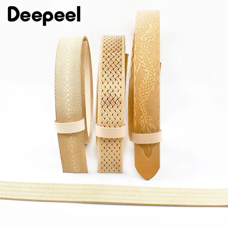 1Pc Deepeel 3.8cm*110/120cm Men\'s First Layer Cowskin Embossed Belt Pin Buckle Band DIY Handmade Crafts Leather Accessories