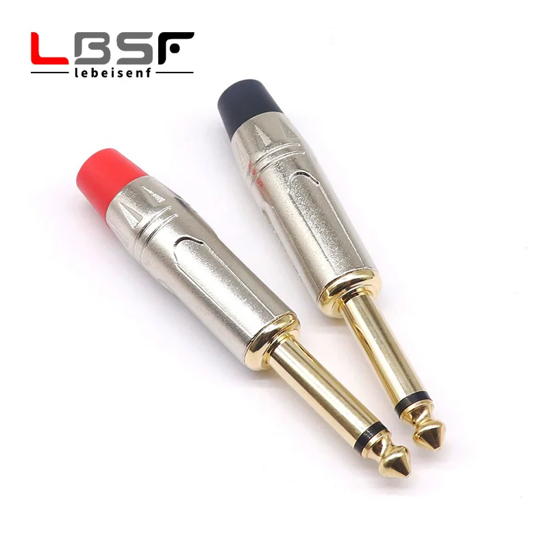 2pcs/1pairs Bright nickel 6.5 big two-core audio plug fever-grade 6.5mm plug 6.35 mono microphone microphone plug