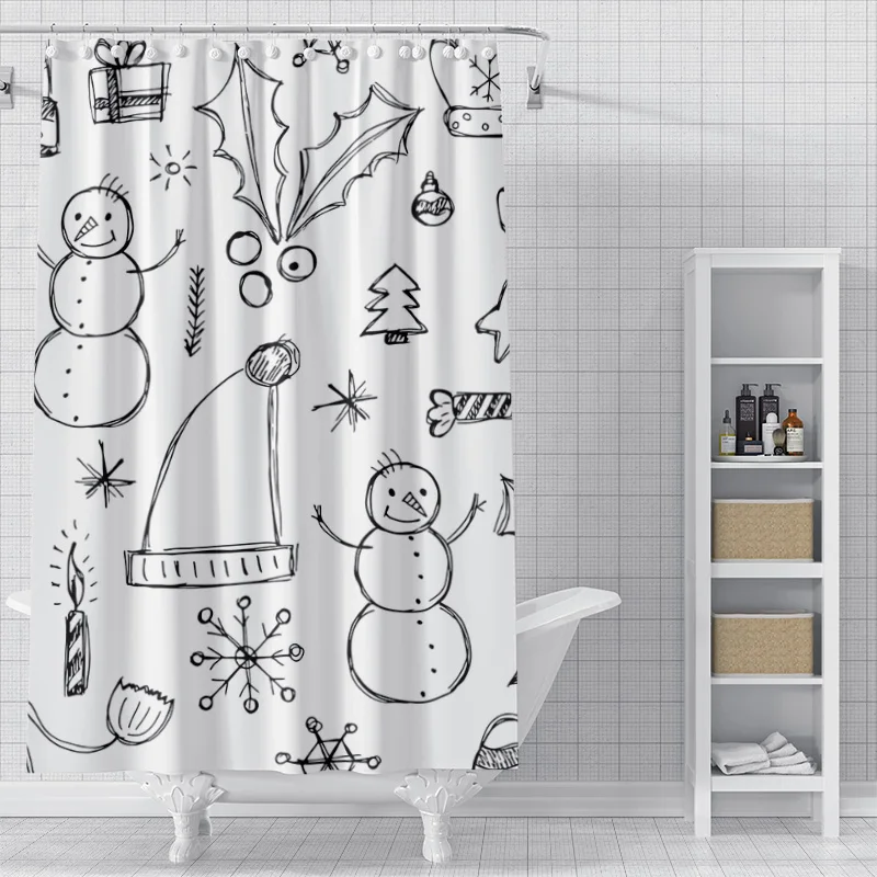 Home decoration shower curtains for bathroom waterproof curtain fabric Modern Nordic style Living Room Merry Christmas winter