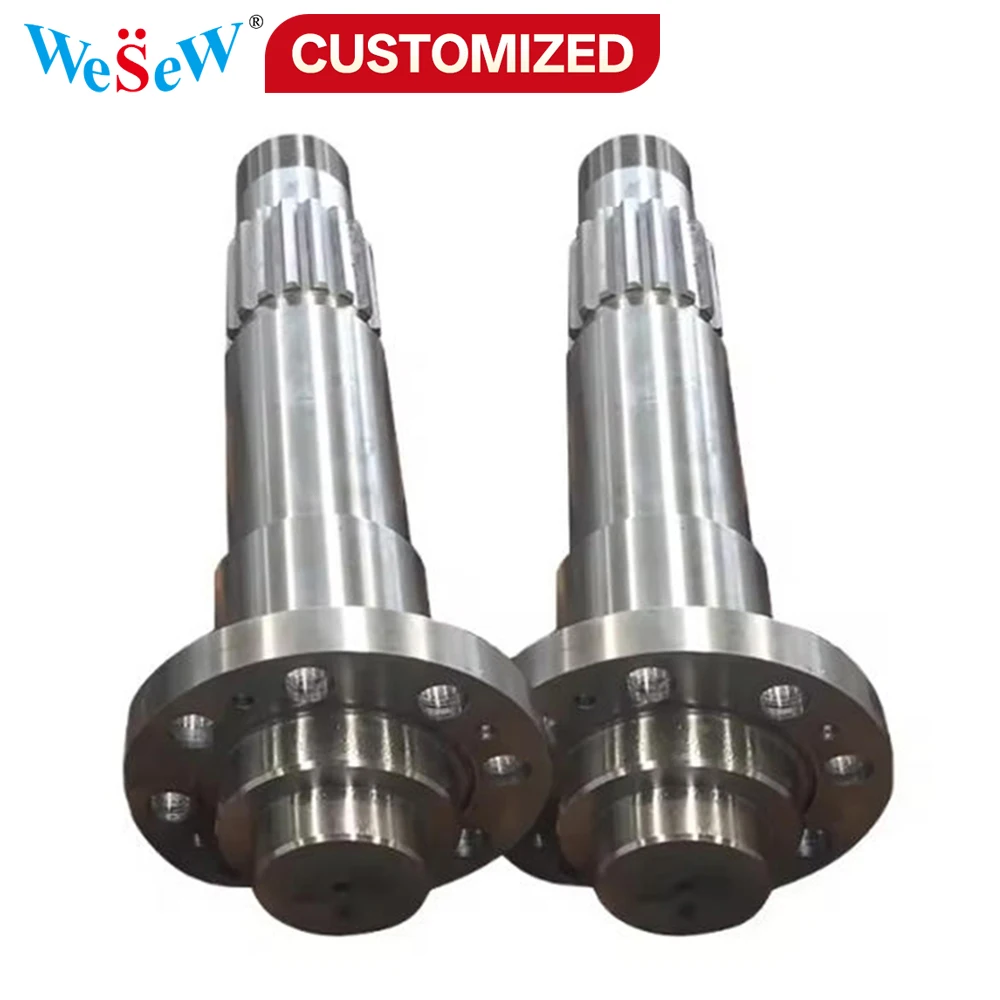 Custom High-Precision Splined Shafts Flange-Connected Drive Shafts CNC-Machined Stainless Steel Spindles 4140 Alloy Forged Metal