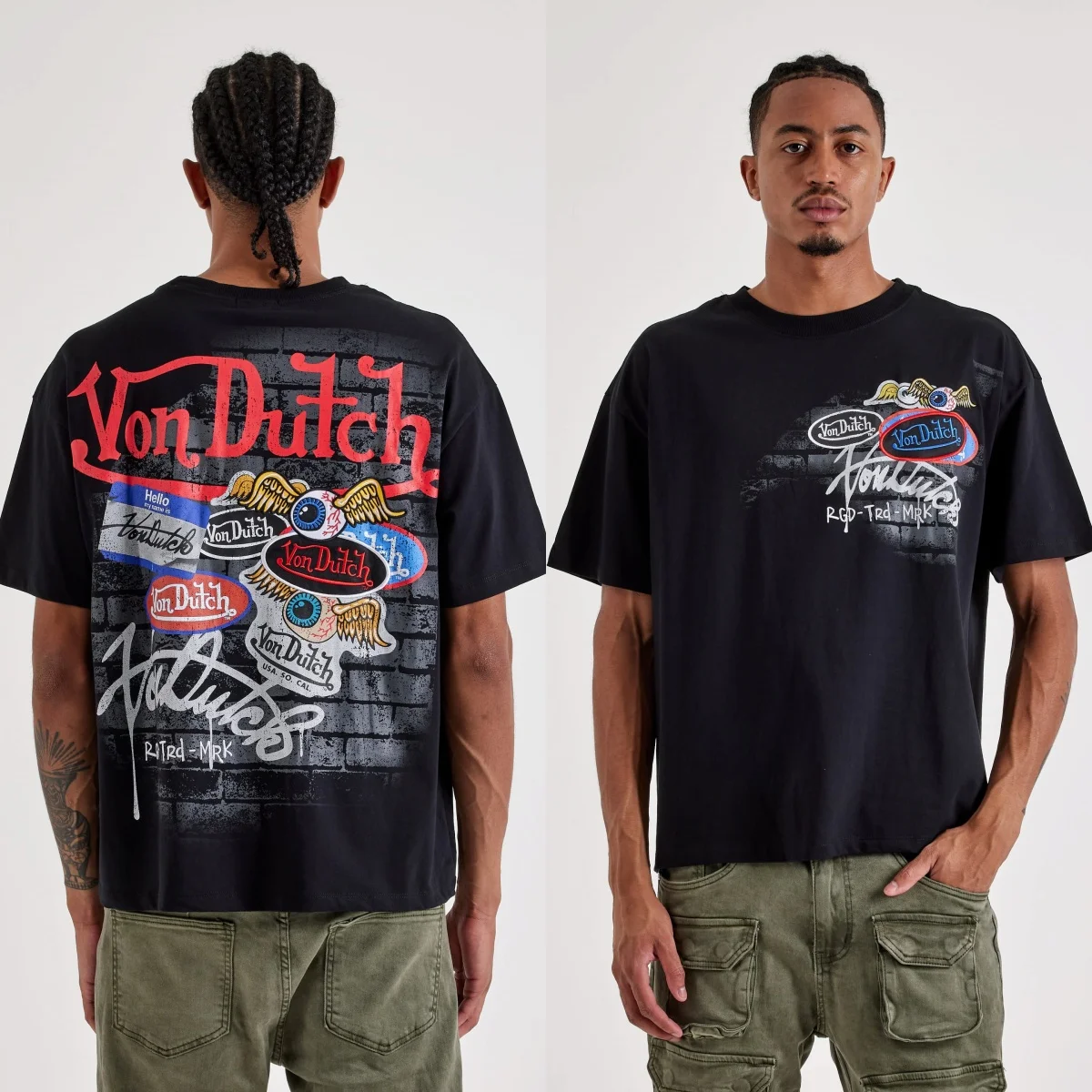 Patch Collage Oversized Von Retro Motorcycle Street Trendy Brand Graphic Tee Cotton Men Women T-Shirt Y2k Streetwear