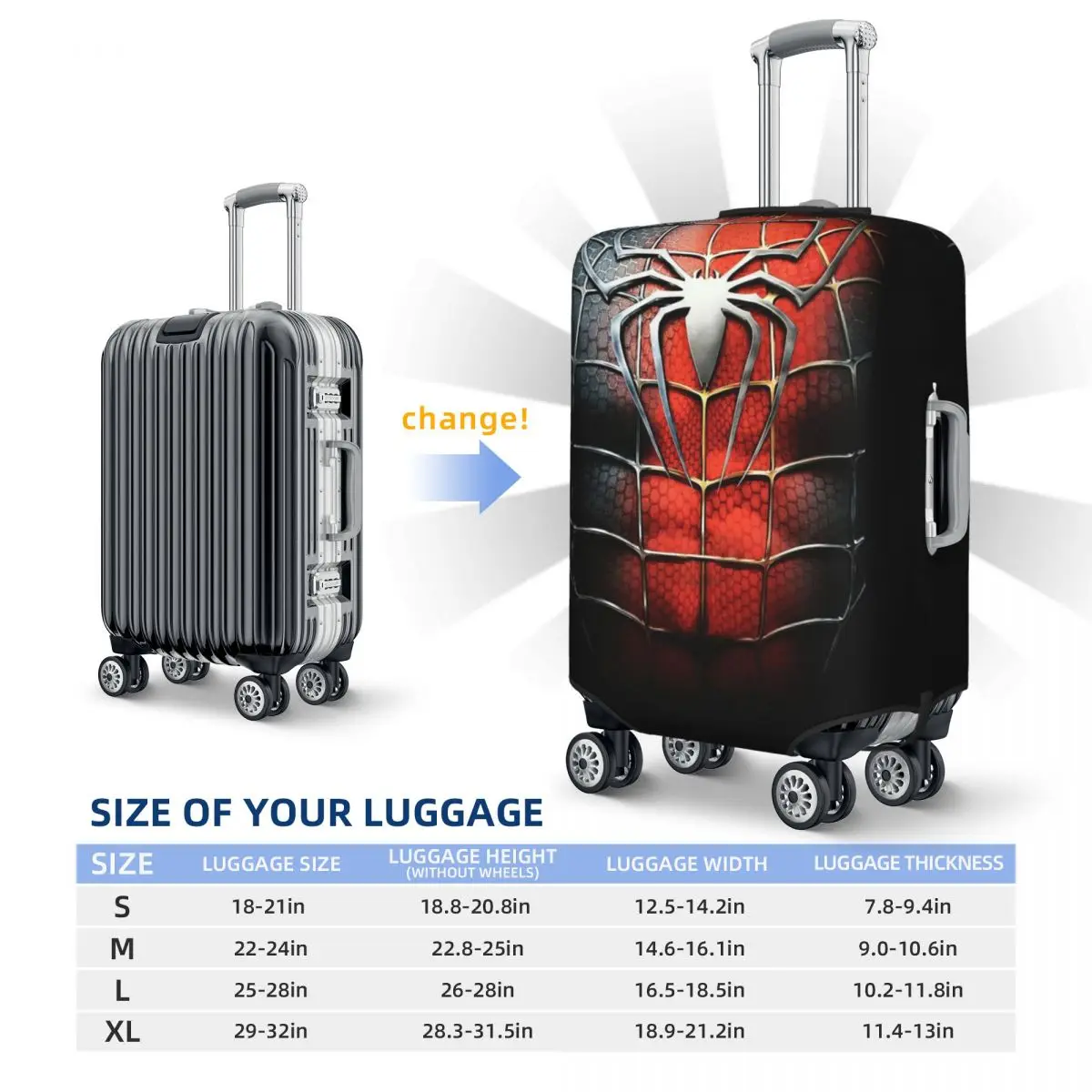 Custom Cute Spider Man Web Luggage Cover Protector Dust Proof Travel Suitcase Covers