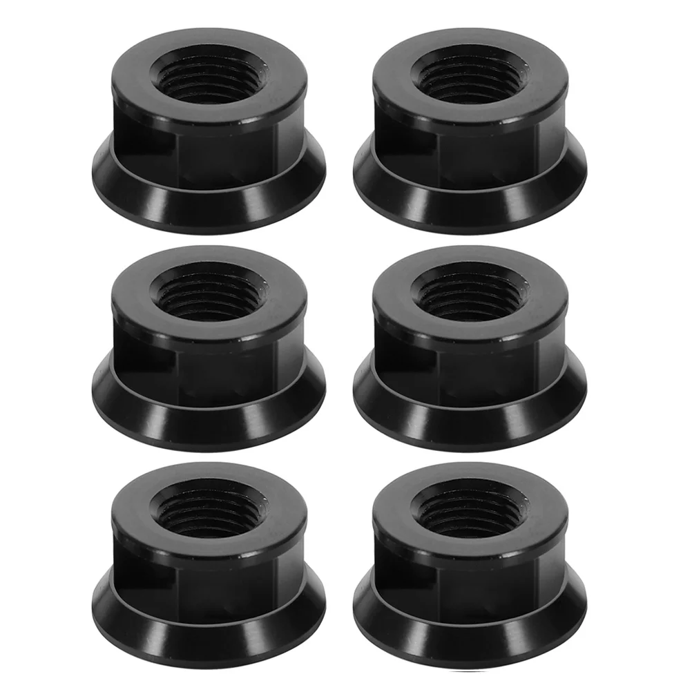 6Pcs Bicycle Hub Nuts Aluminum Alloy M10 Precision Folding Fixed Gear Secure Axle Nut Set Front Rear Wheel Accessories Black