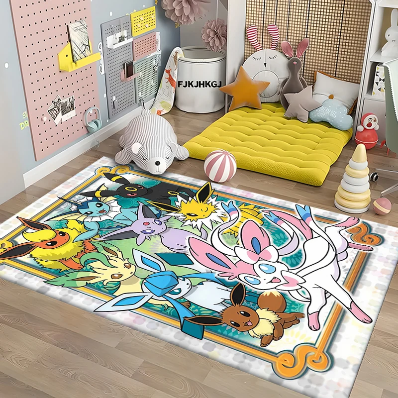 Japanese Anime Pokemon Pikachu Eevee Large Area Rug 3D Carpet Home for Living Room Kids Bedroom Sofa Doormat Children Floor Mats