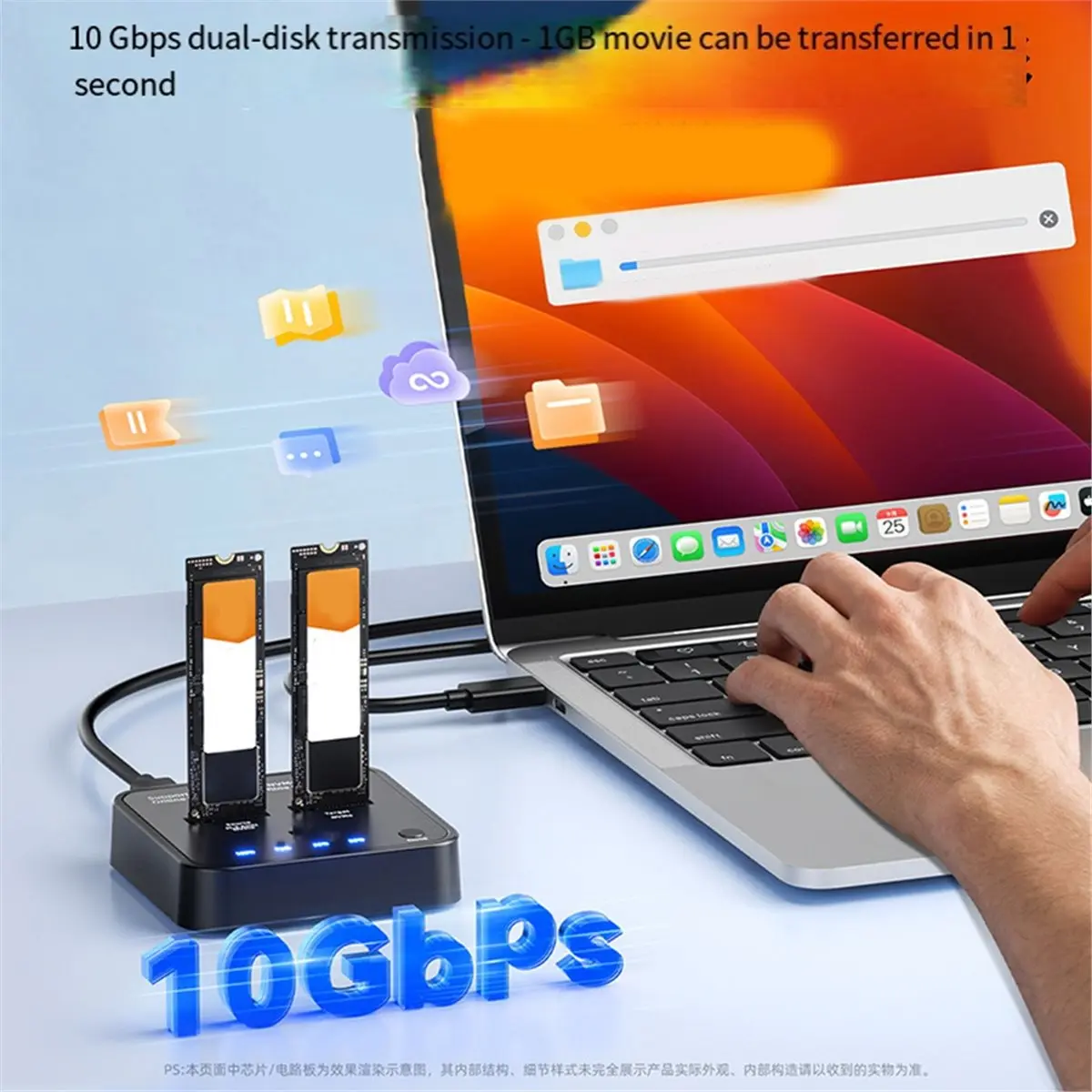 NEW FACTORY~M.2 NVME SSD Cloner Enclosure 10Gbps Type-C 3.2 Gen2 to M.2 PCIE SSD Adapter 2 Bay Docking Station Reader with UASP