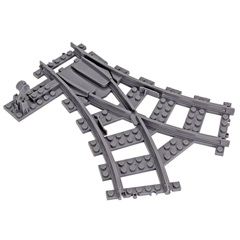 MOC الإبداعية أفكار الخبراء مدينة 9 فولت قطار التبديل المزدوج المسار كاتب القضبان جمع الطوب اللبنات لعب الاطفال الهدايا