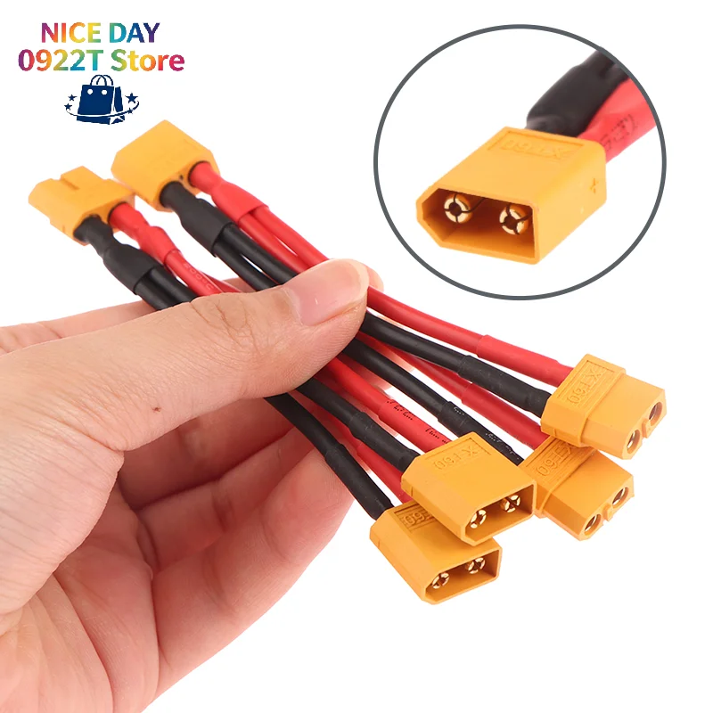 XT60 Parallel Y Splitter Cable 3-Way 14AWG Silicone Wire Male Female Connector For RC Battery Motor@#X