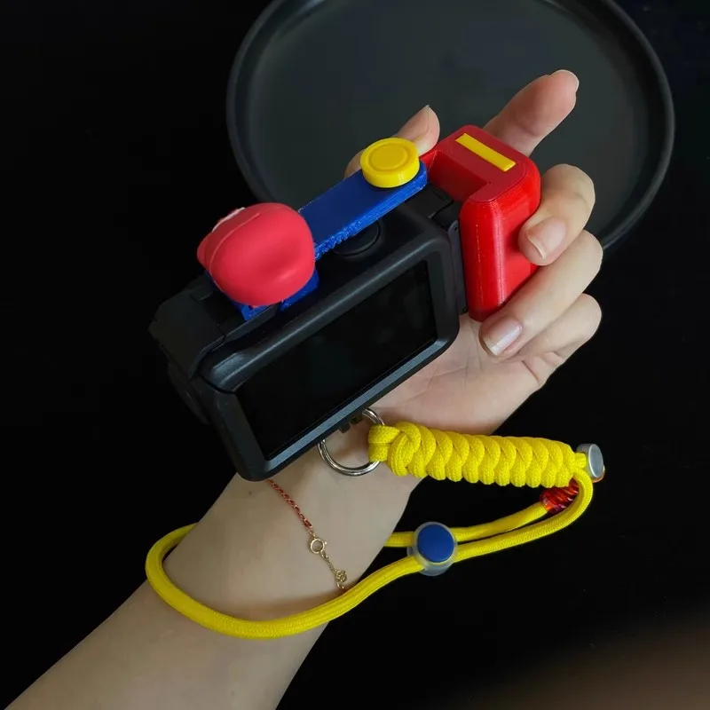 Для DJI Action5pro экшн-камера, ручка, клетка с 3D принтом, быстроразъемная кнопка затвора, горячий башмак, мультяшный браслет, аксессуары