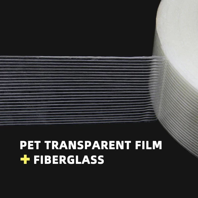50m/Roll Striped Fiberglass Reinforced Tape, Super Durable High‑Tensile Adhesive Heat‑Resistant Insulation Binding Wrap Tape
