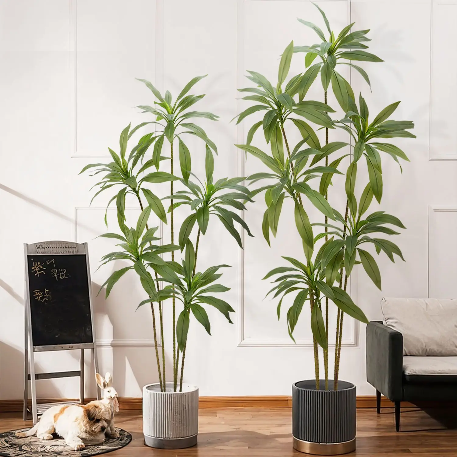

Artificial Dracaena Plant Potted Nordic Home Decor Fake Green Leaves