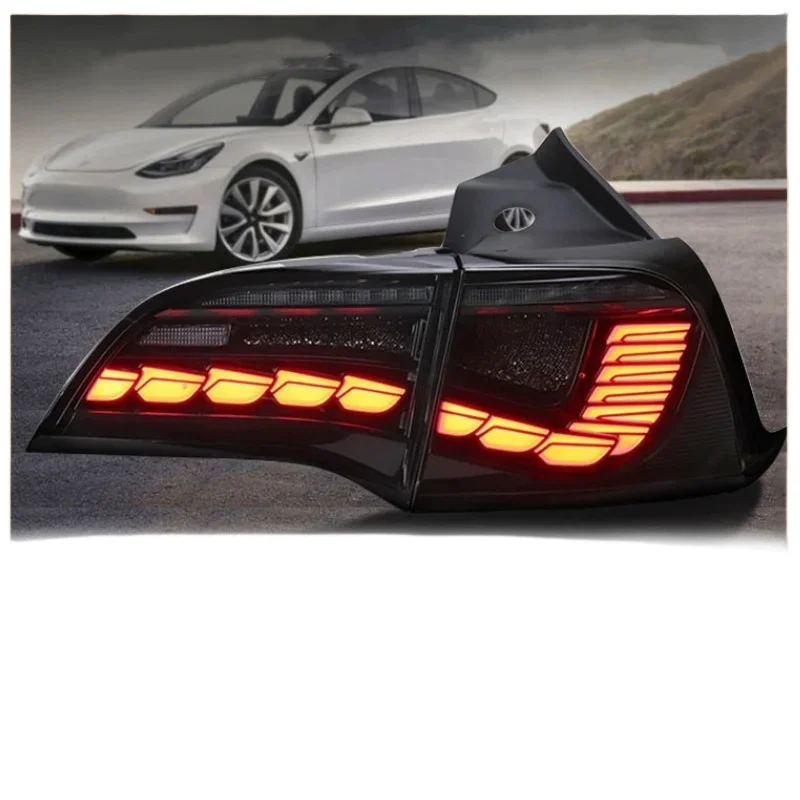 Applicable to for Tesla Model 3 Model Y modified dynamic Dragon scale LED water steering Dragon class taillight assembly steerin