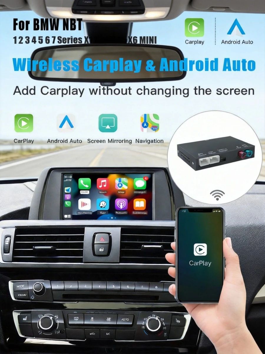Draadloze CarPlay Android Auto Adapter Box voor BMW F10 F11 F01 F56 F25 F20 F21 F22 F23 F30 F31 F32 F33 F34 F36 NBT systeem - afbeelding 2